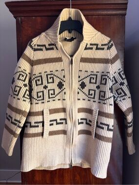 Pendleton Westerly cowl yneck Zip-Up Knit wool Sweater. Big Lebowski sweater.